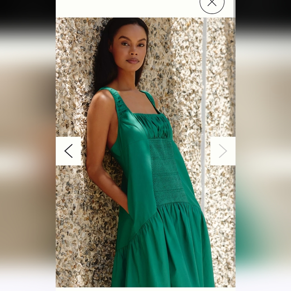 Anthropologie Celandine Sleeveless Smocked Open-Back Midi Dress Size M - Picture 3 of 8